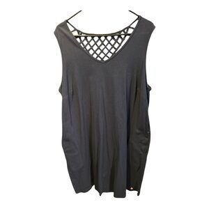 Dark Grey Sleeveless Livi Dress with Lattice Back
